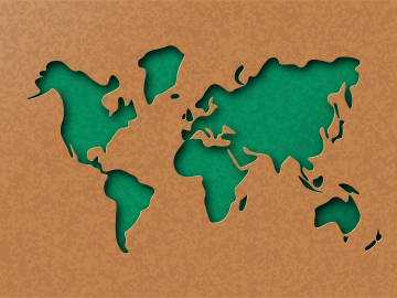 Green eco earth world map in paper cut style