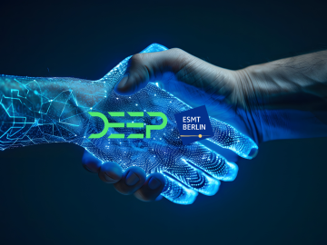 tech and human hand shake