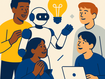 Students discussing about AI