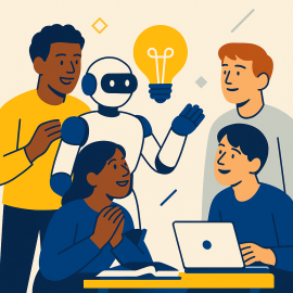 Students discussing about AI