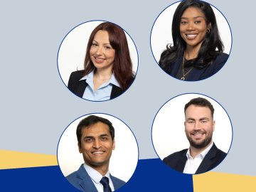 Cover image for a Full-time MBA webinar showing the four students who will be speaking