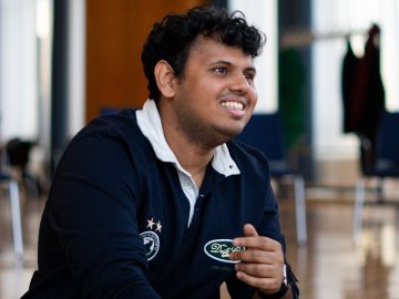 ESMT Master in Innovation and Entrepreneurship student Vaibhav Jain on campus