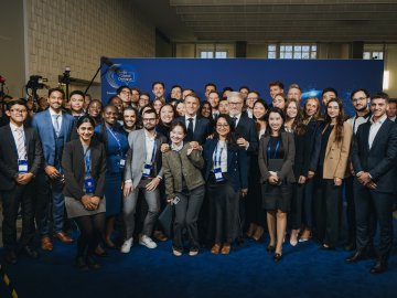 Berlin Global Dialogue 2024: Young voices participants meeting with French President Emmanuel Macron