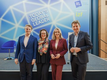 Franz von Metzler (Bankhaus Metzler); Claudia Horner (izf); Astrid Frohloff (independent); Jörg Rocholl (ESMT) at Today’s Global Leader, ESMT Berlin, October 13, 2026