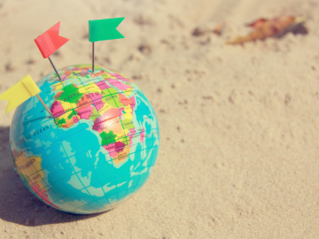 globe on sand