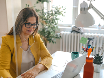 Global Online MBA student studying at home