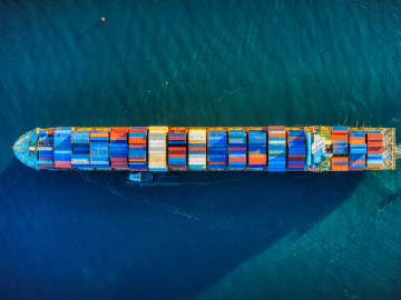A ship moving cargo