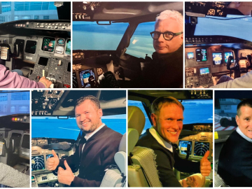 collage image of participants of LUP program in the flight simulator