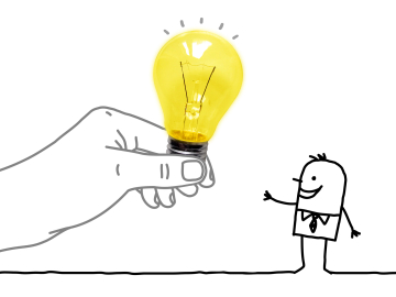Hand drawn Cartoon Big Hand Giving a Light