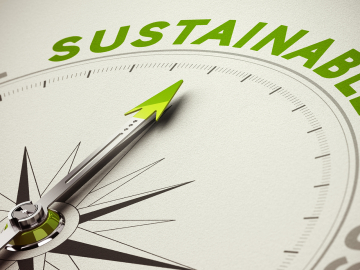 compass pointing to the word sustainable