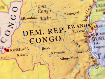 Geographic map of Democratic Republic Congo
