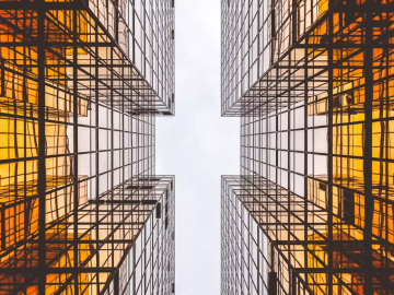 Orange reflective architecture