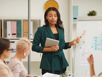 Businesswoman presenting at a meeting 