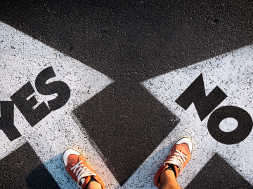 Arrow with yes pointing left and arrow with no pointing right