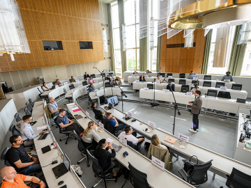 Students attending class