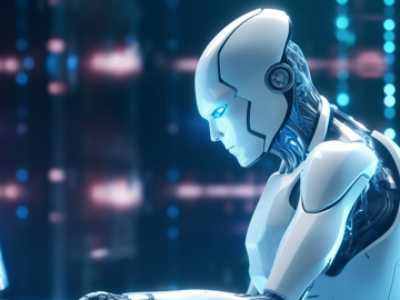 robot working on computer