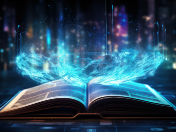 Open book with stardust coming out of it