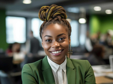 Woman in leading position