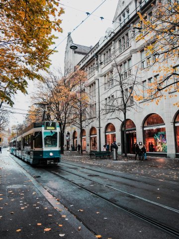 tram on historic street