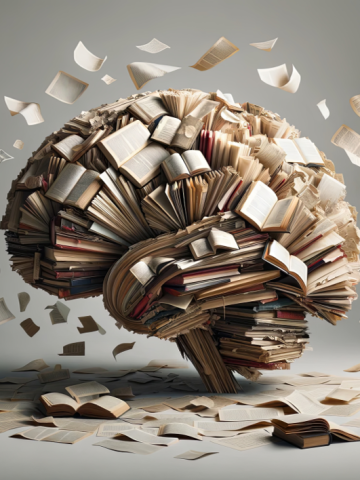 brain formed from books/paper