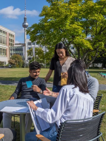 ESMT students on campus outdoors