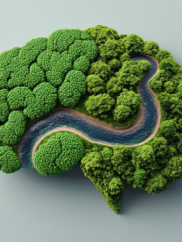 AI illustration of sustainability on the brain concept