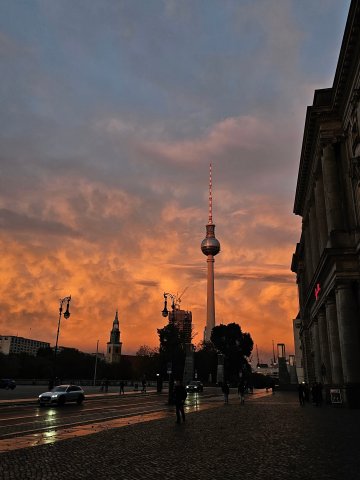 A photo of the Berlin TV Tower taken from the ESMT campus