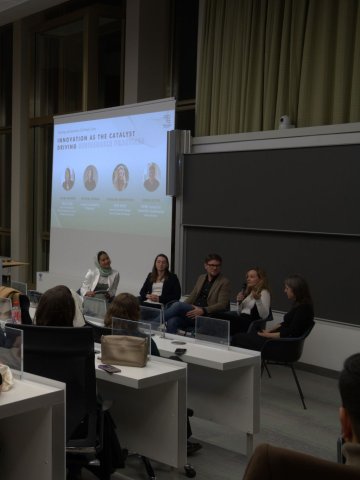 ESMT Master in Global Management student Elise Most and the technology panel she helped organize