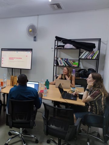 ESMT Master in Global Management alum Elise Most in Uganda in a meeting during her Responsible Leaders Fellowship