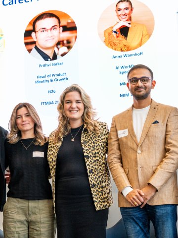 A panel of speakers on stage at the ESMT Berlin Career Fair