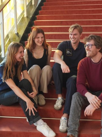 ESMT Consultancy Club management meeting on the staircase at ESMT
