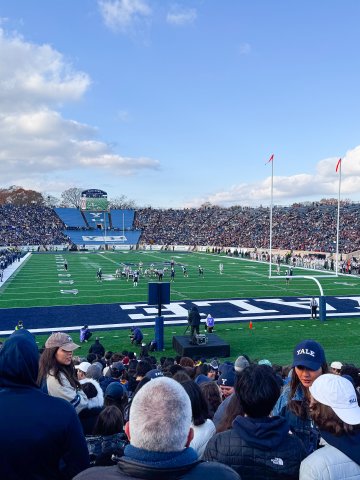 Yale SOM playing football: photo from perspective of Lukas Hafner, a student doing a double degree with Yale SOM and ESMT Berlin