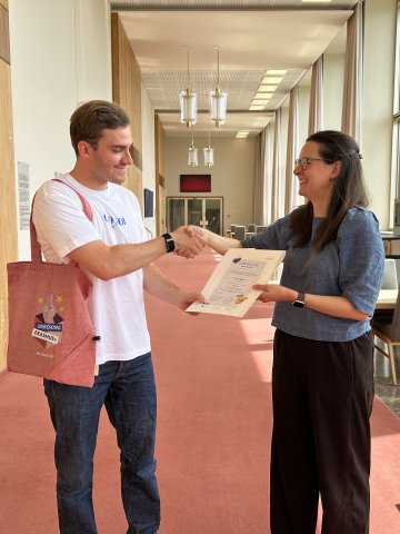 Christoph Beicker, MAAI student with Anna Frankowska, head of international office at ESMT. Chritoph is ESMT's nomination for the DAAD #OneInAMillion Erasmus+ program campagin.