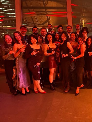 ESMT Full-time MBA student Rhonda Li and teammates at the MBAT ball