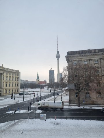 A student picture showing the view of the TV Tower from ESMT Berlin