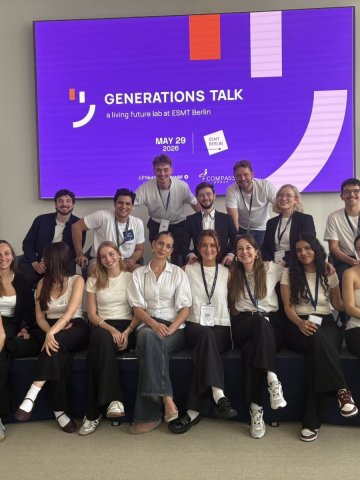 ESMT Berlin student leaders at the Generations Talk event they helped organize