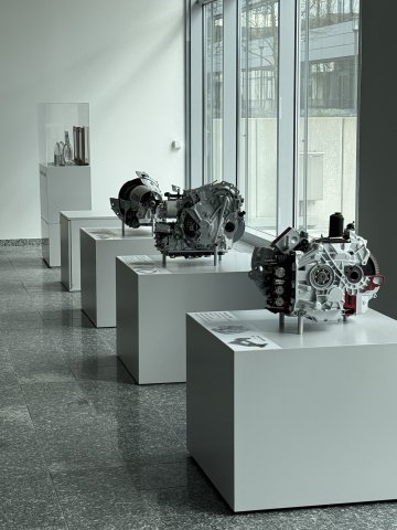 Motors and devices on display in the lobby of the Bosch HQ 