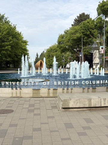 The fountain on campus at UBC Sauder in Vancouver