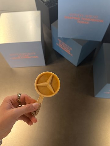 A Mercedes-Benz branded cakepop