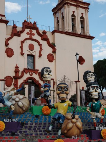 Day of the Dead decorations at a church in Mexico. Photo from ESMT Berlin master's student Fynn Barkhausen