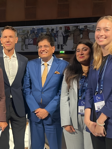 ESMT Berlin Master in Global Management student Sophie von Rohr with business leaders during the Berlin Global Dialogue 2025