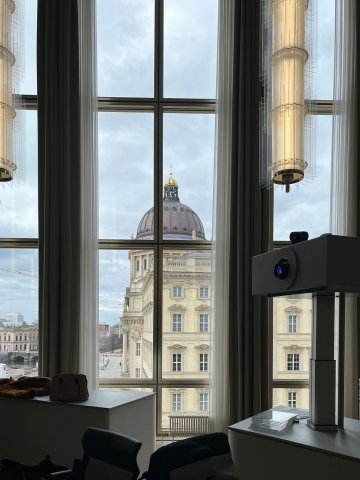 A student's view of the Humboldt Forum from ESMT Berlin's campus