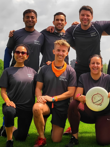 The ESMT Berlin Full-time MBA class of 2019 competing in the football round of the MBAT tournament