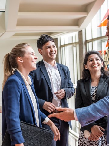 ESMT Berlin Full-time MBA students from the Class of 2018 on the campus staircase