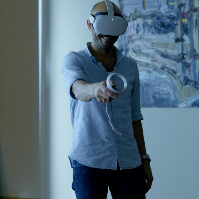 Participant wearing VR glasses