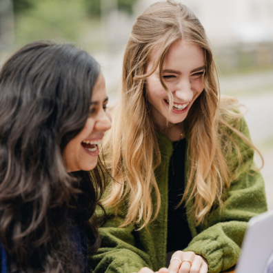 Laughing students