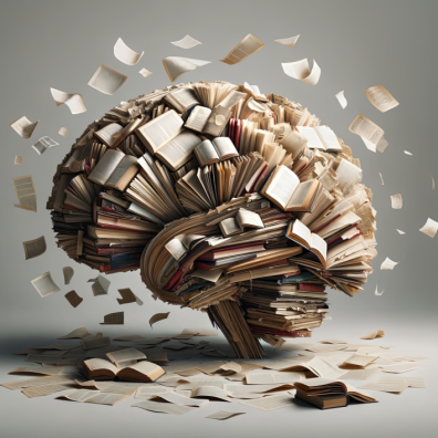 brain formed from books/paper