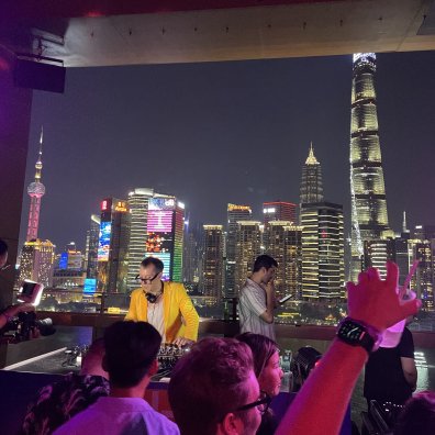 A university-organized rooftop party
