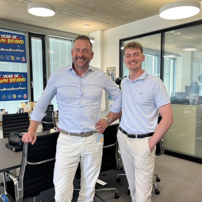 ESMT Berlin Master in Management student Lucas Wall with METRO CEO Dr. Steffen Greubel