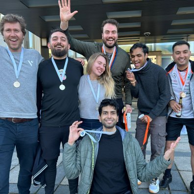 Punit Thakkar, Leif Steen and their medal winning student team at the ESMT Olympics